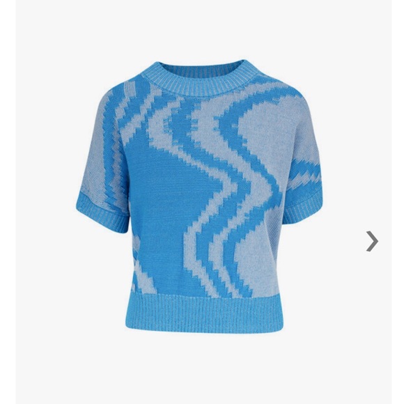 Akris Punto Turquoise Wave Jacquard Sweater - Picture 1 of 4